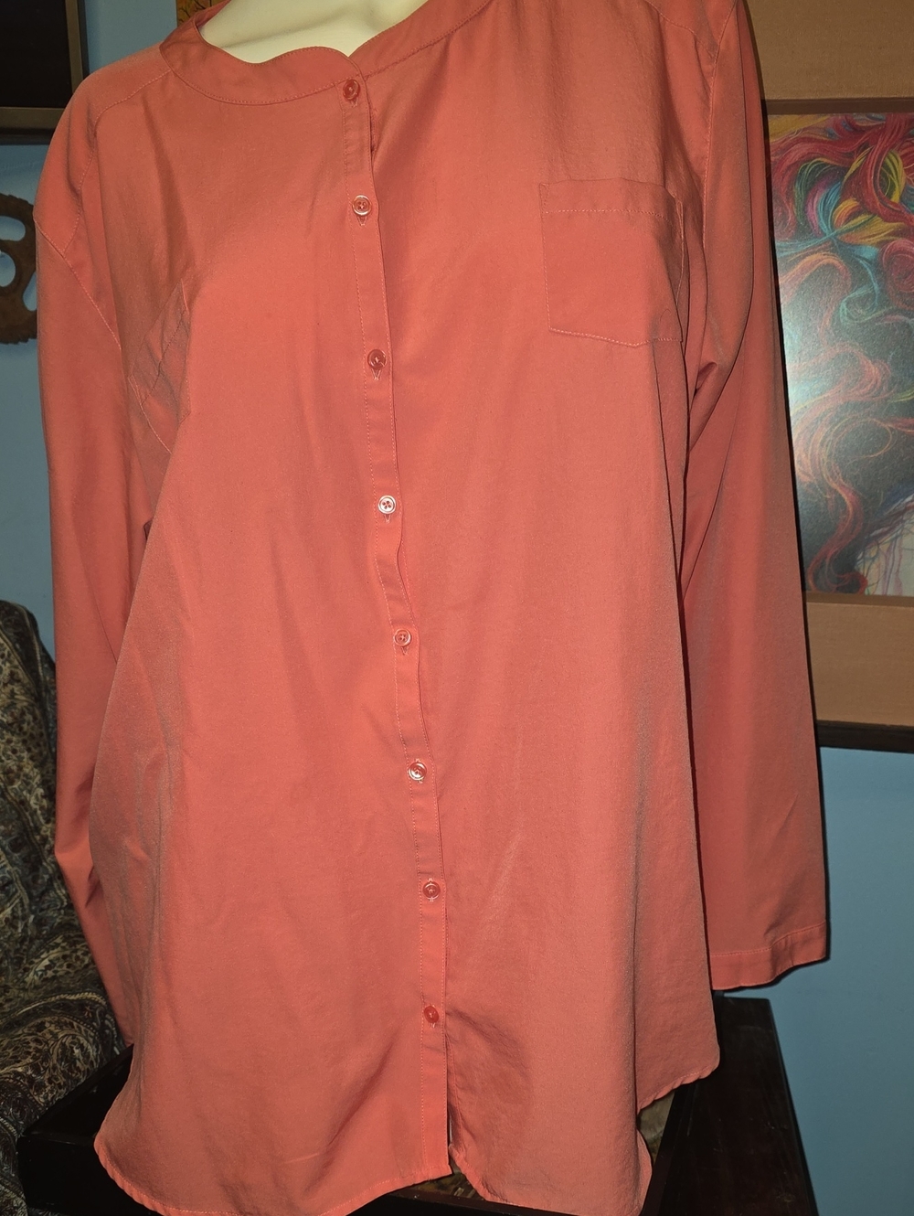 Women's Coral Button-Up Shirt